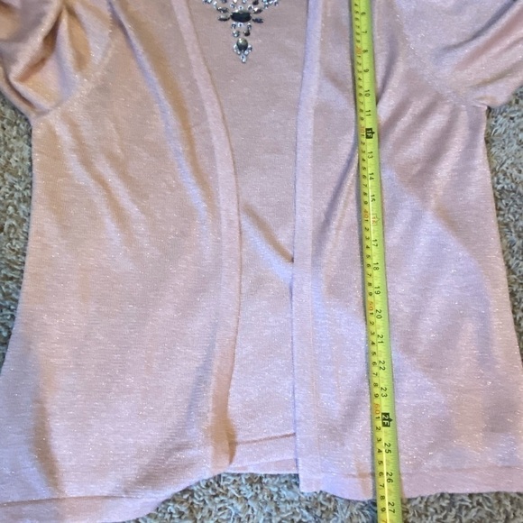 NOTATIONS Blouse Top Size XL Pink Metallic Long Sleeve Sweater Shirt Faux C… - Picture 8 of 9